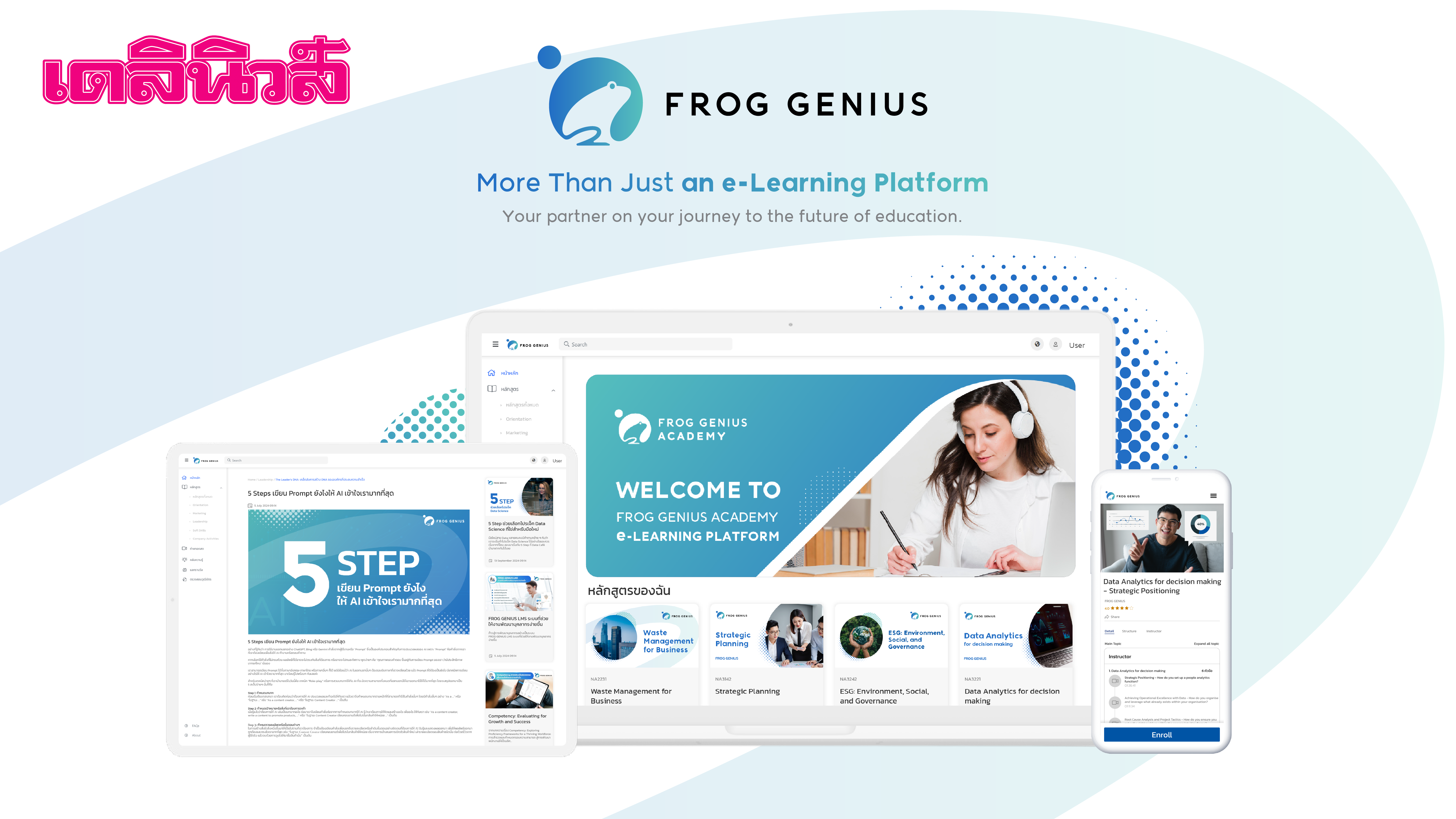 FROG GENIUS ผู้ออกแบบ Learning Solution และที่ปรึกษาด้านการพัฒนาบุคลากรในองค์กร ให้ทันต่อยุคการเปลี่ยนแปลง ที่ช่วยคุณตั้งแต่ออกแบบจนลงมือทำ